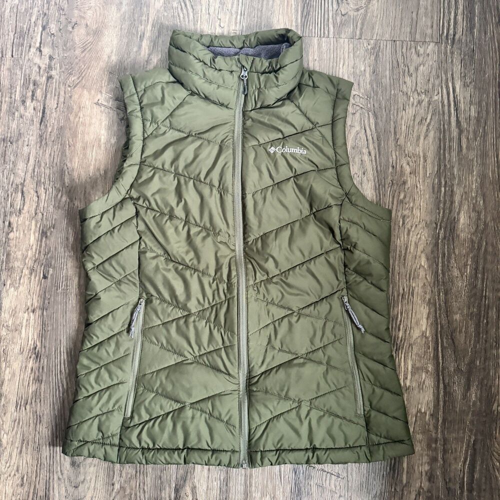 Columbia Omni-Heat Women's Green Quilted Insulated Full Zip Vest, Size Large